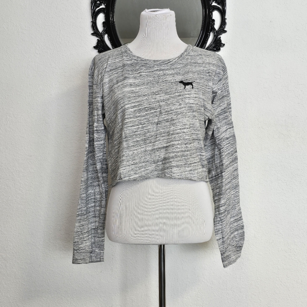 PINK cropped gray long sleeve